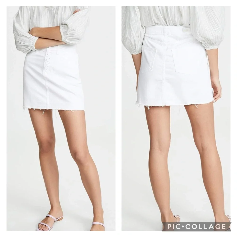 PAIGE Aideen White Denim Jean Skirt - Picture 2 of 6
